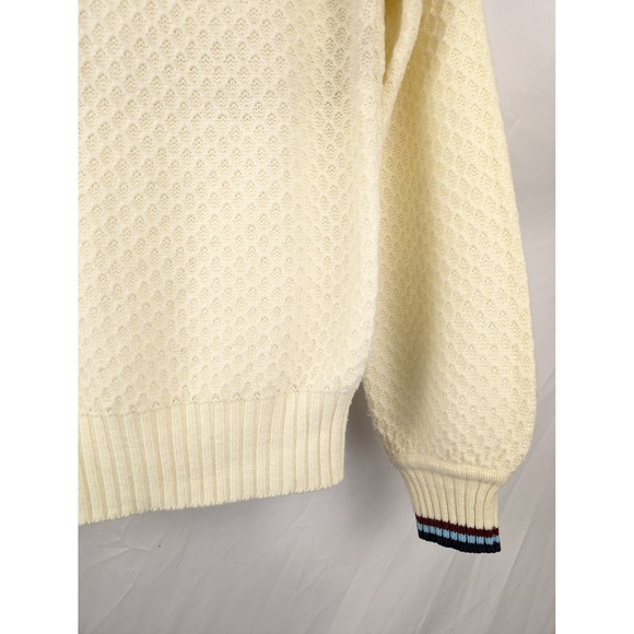 Vtg Cream Floral Embroidered Turtle Neck Sweater M Granny Cottagecore Whimsical - Picture 6 of 11